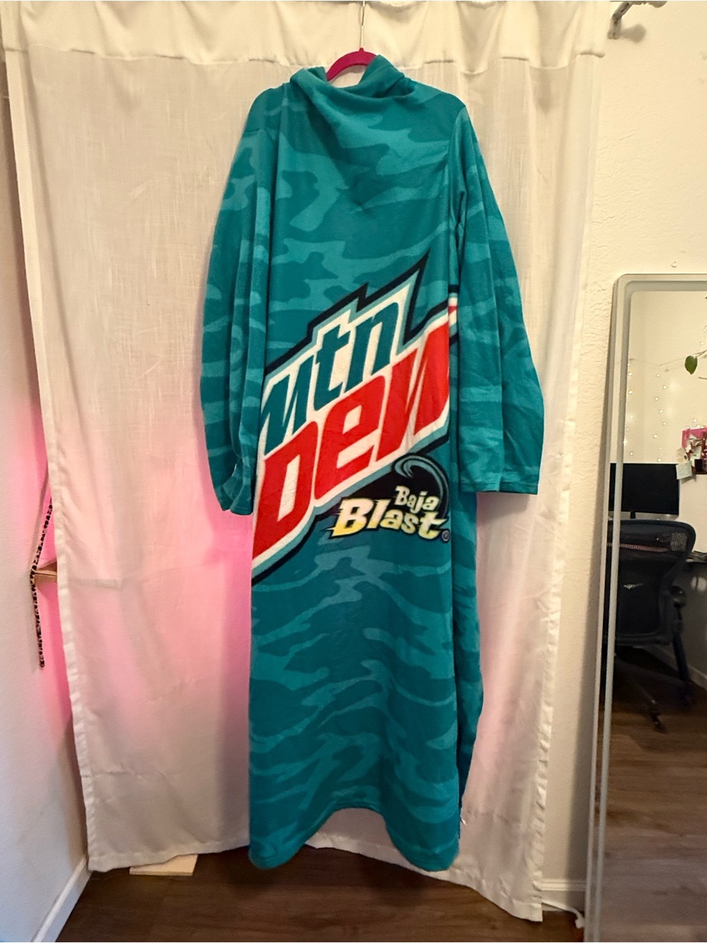 Mountain Dew Baja Blast Hooded Lounge Robe - Teal & Aqua Snuggie